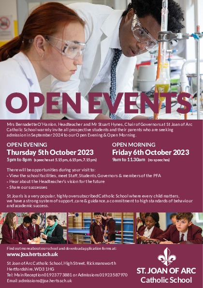 Joa a5 open event flyer for schools 2023